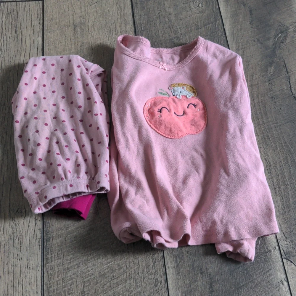 Carter’s Toddler Girl Pink Apple Pajamas 4T Long Sleeve PJ Set Fall VGUC